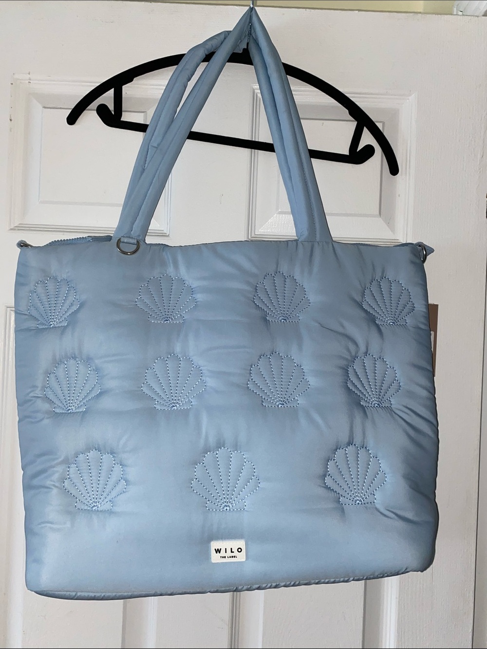 Wilo the label Light Blue Quilted Shell Tote Bag NWT extra big